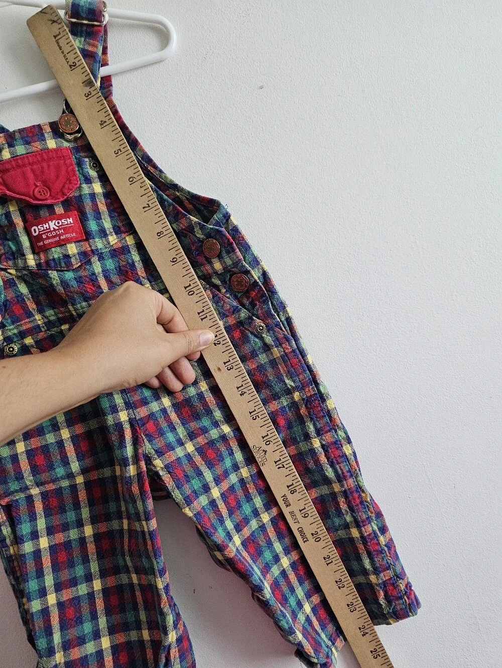 Vintage 80s/90s OshKosh B’Gosh Vestbak Plaid Overalls Toddler 18M Made In USA